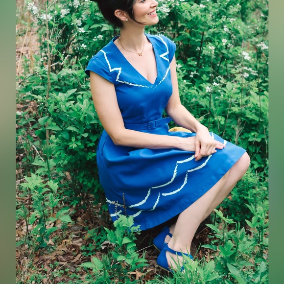 ModCloth Bea & Dot Tan and White Oslo and Behold Dress Sz S - Picture 14 of 16